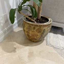 Large Royal Satsuma Porcelain Fish Bowl Planter – Hand-Painted Landscape