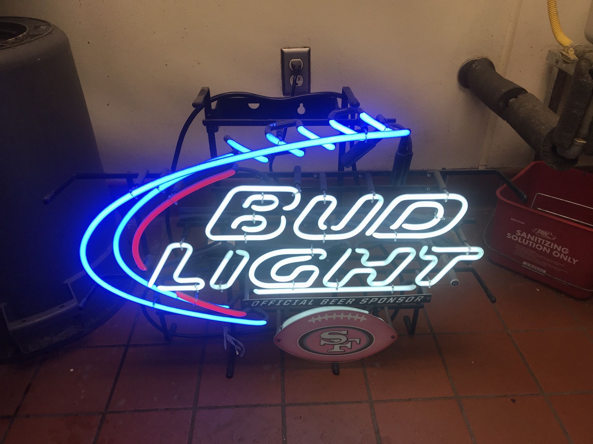 Bud Light neon sign. San Francisco 49ers NFL football edition.