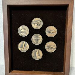 Boeing 35 Years medallion set, PT-17,B-47, B-52747, Minuteman, Bomarc,Space Transpo