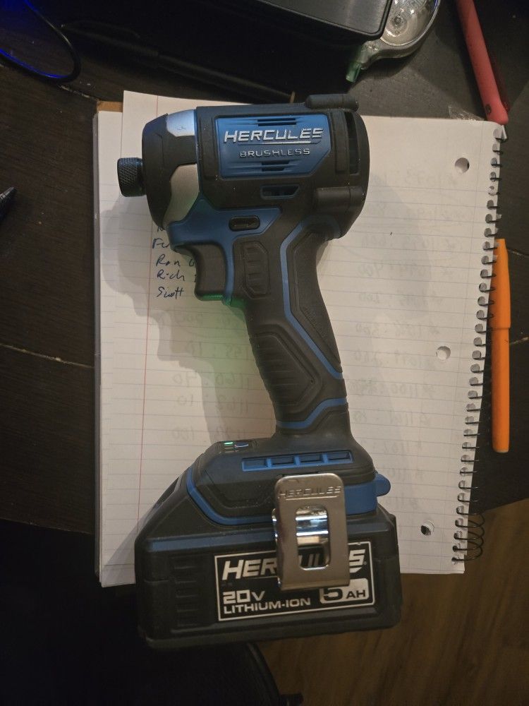 Hercules 20V brushless cordless 1/4 in. impact driver & battery