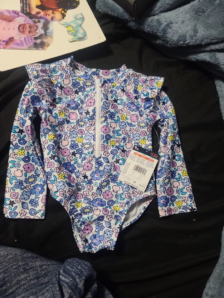 Baby Girl Long SLEEVE SWIM outfit.