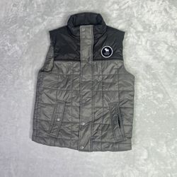 Abercrombie & Fitch Puffer Vest Boys 11/12 Grey  Full Zip Jacket Youth Kids