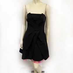 Betsey Johnson Strapless Pink Tulle Black Dress Size 6 NWT