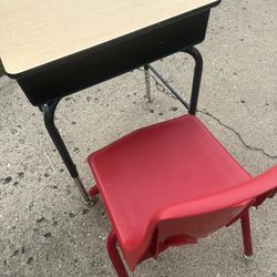 School desk & Red chair