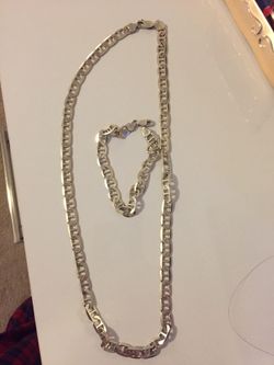 Juego de cadena y pulsera de plata italiana ley 925