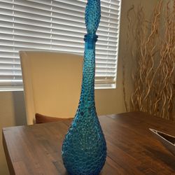 Vintage Empoli Glass Genie Bottle.  Approx 22.5”