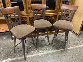 Bronze Finish Swivel Upholstered Counter Stool (Set of 3)