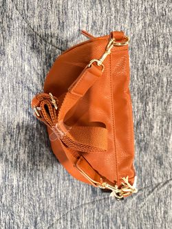 Orange Leather Crossbody Shoulder Bag