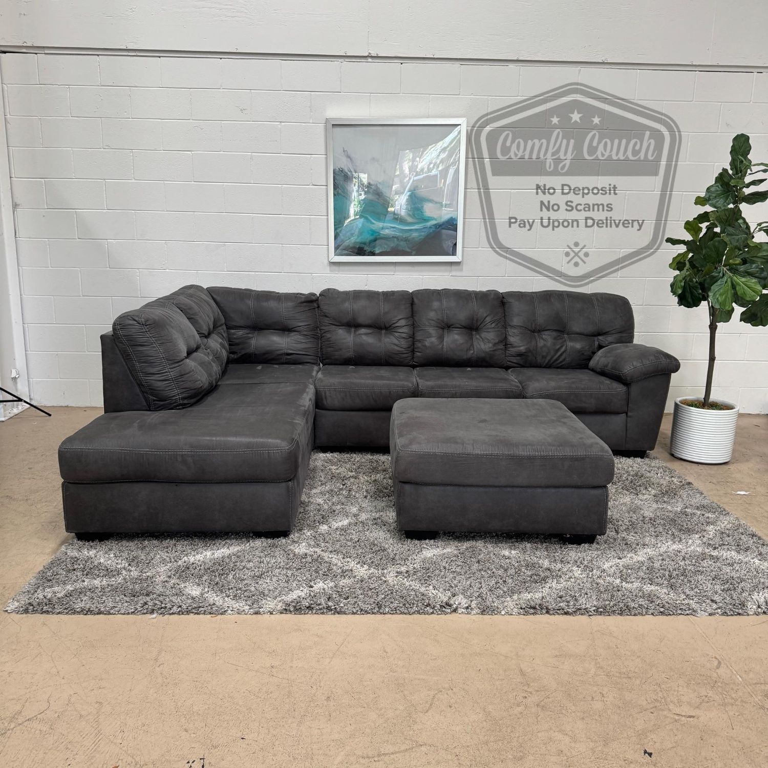 🛋️Charcoal Gray Sectional Sofa w/Ottoman(Delivery Available!! )