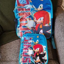 Sonic The Hedgehog Bookbag With Luncbox New