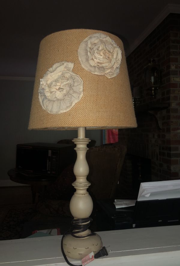 Cream Lamp With Burlap Shade And Flowers For In Cream Lamp With Burlap Shade And Flowers For In Nashville Tn Offerup