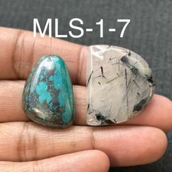 Multi-Stone Mix Shape Gemstone Cabochon-2Pc Lot-MLS-1-7/STK-123