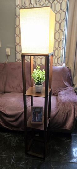 Square Floor Lamp with Shelves