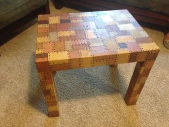 Beautiful handmade leather covered side or coffee table