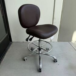 New In Box Adjustable Height High Swatting Drafting Stool Chair With Footrest Dark Brown Color 