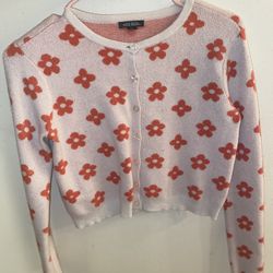 Cropped Flower Cardigan 