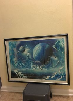Blue abstract space picture wall art