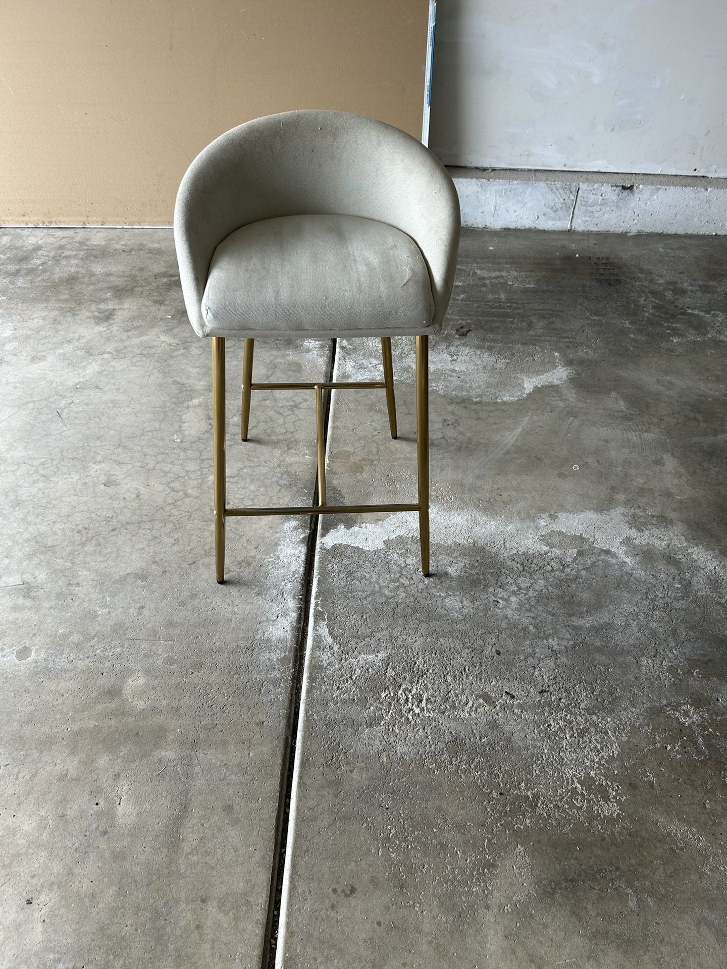 Set Of Four Beige Upholstered Counter Height Stools