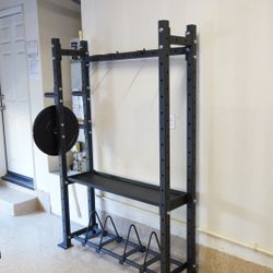 Workout Storage Rack (Holds Plates, Dumbbells, Bands, Supplies)