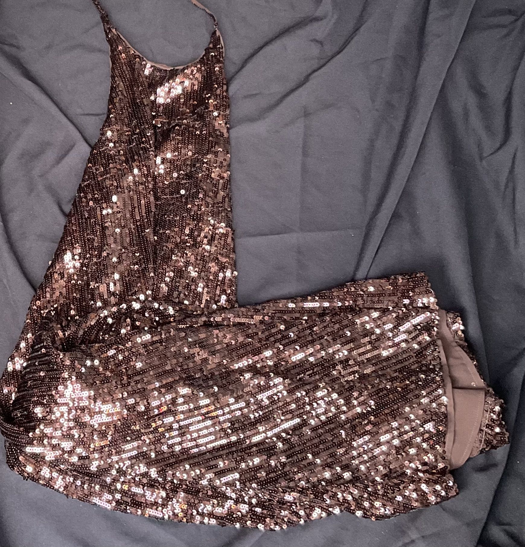 ZARA********BROWN SEQUENCED DRESS ********ZARA