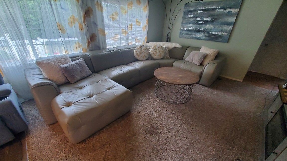 Leather Couch, 6 Piece
