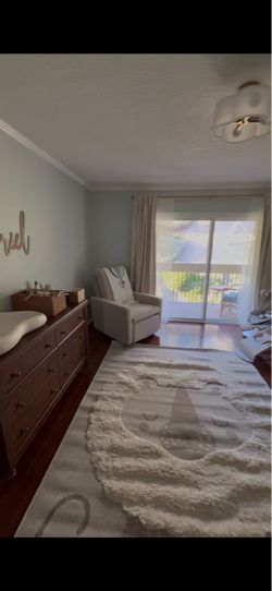 Area rug cream color for kids room with lion 6’7x9’6