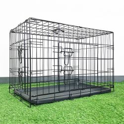 New in box $40 Folding 30” Dog Cage 2-Door Folding Pet Crate Kennel w/ Tray 30”x18”x20”