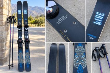 LINE Supernatural 156cm Skis w/ Bindings + Ski Poles