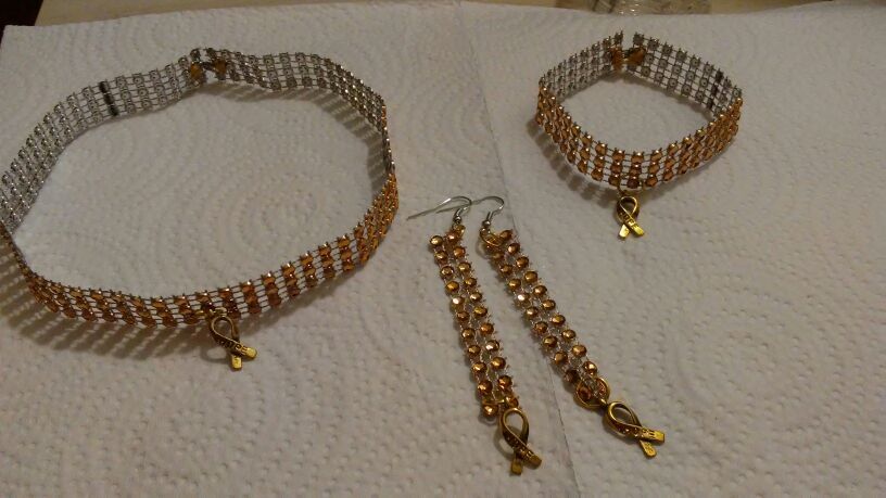 Childhood Cancer Awareness Choker, Bracelet & Earring Set