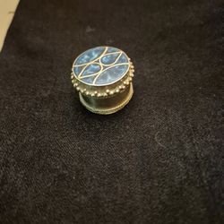 Sterling Silver And Turquoise Pill Container