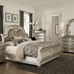 New Queen Bedroom Set 4 Pieces 
