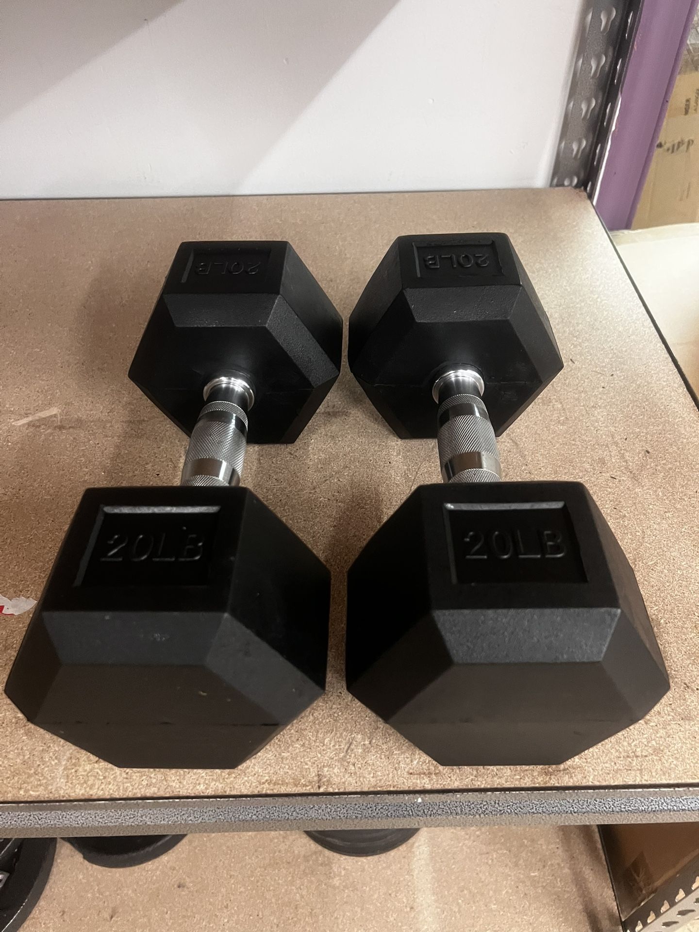 Rubber Encased Hex Dumbbells, 20 Lbs. Pair, New in Box