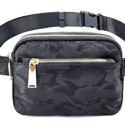 Black Camouflage Unisex Belt Bag Fanny Pack