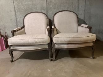 Restoration Hardware Pair of French-Style Bergère Armchairs