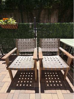 Patio Chairs — Wood, Set of 2