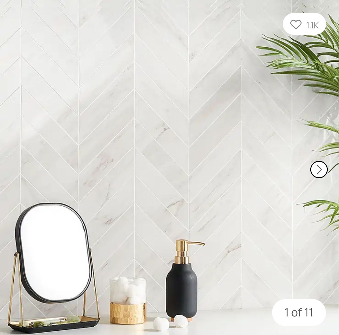 TileBar Dreamstone Dolomite Snow Chevron Tile