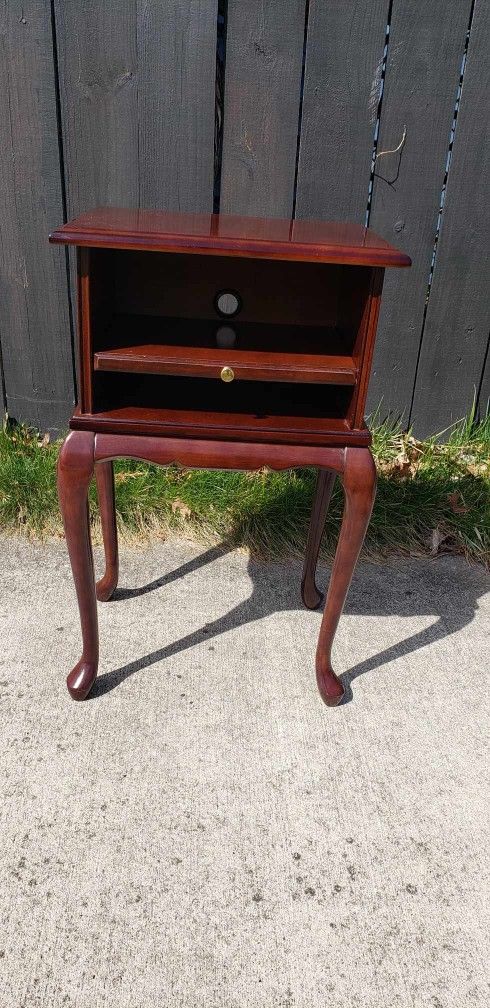Wood End Table With Pull Out Writing Pad- Mahogany Finish