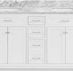 Vanity 60 inch with two sinks And Marble Top New