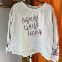 Disney cruise line cotton blend floral, puff sleeve sweatshirt, size 1X