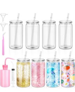 8-Pack 16 oz Pre-Drilled Snow Globe Tumbler