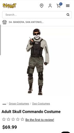 Mens skull commando costume