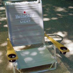 2005 Heineken Premium Light Beer Beach Chair • Very Rare! • Embroidered Logo !  Still has plastic wrap on • Lounge Folding Canvas • Beautiful Shape!