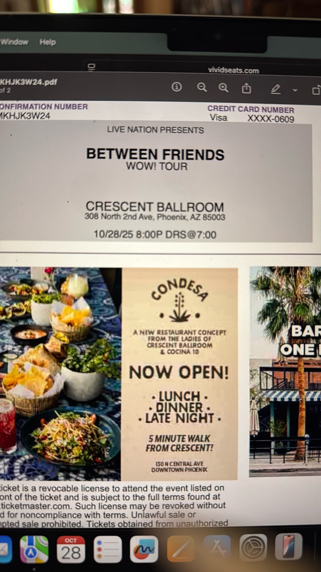 2 BETWEEN FRIENDS TICKETS phx 10/28