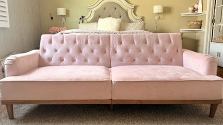 Pink velvet Convertible Sofa