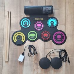 Tizeco Electric Drum Set, 7-Pad Electronic Drum Set, Roll-up Drum Pad For Kids