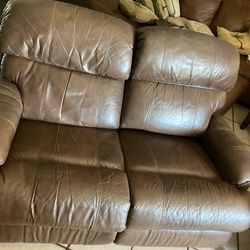Reclining Leather Loveseat / Armoire 