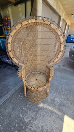 Vintage Rattan Peacock Chair – Boho Emmanuelle Style – Orange County Pickup