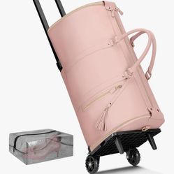 Ytonet Rolling Garment Bags for Travel, Convertible Carry On PU Leather Travel Bag 2.0 Roller Edition, 3 in 1 Suit Garment Duffle Bag with Wheels and 