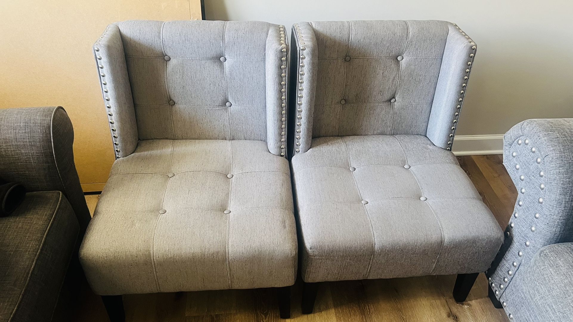 Two Gray Accent Chairs