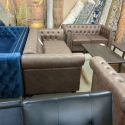 3 Piece Brown Set Sofa + Loveseat + Chair